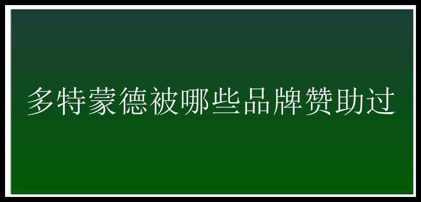 多特蒙德被哪些品牌赞助过