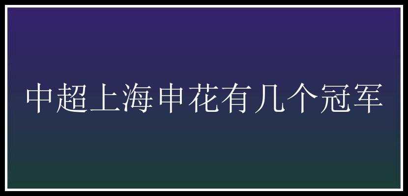 中超上海申花有几个冠军