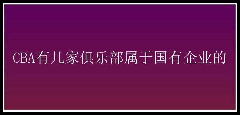 CBA有几家俱乐部属于国有企业的