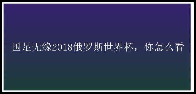 国足无缘2018俄罗斯世界杯，你怎么看