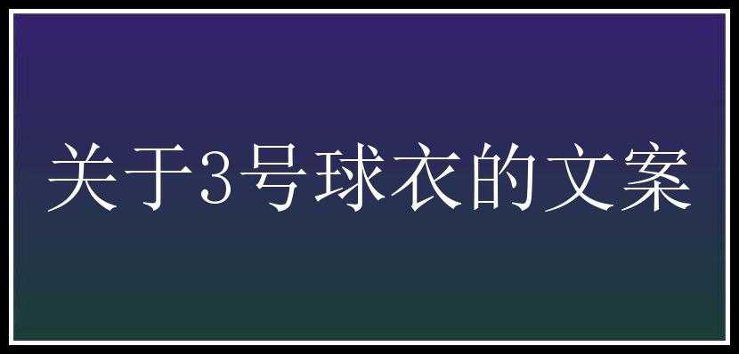 关于3号球衣的文案