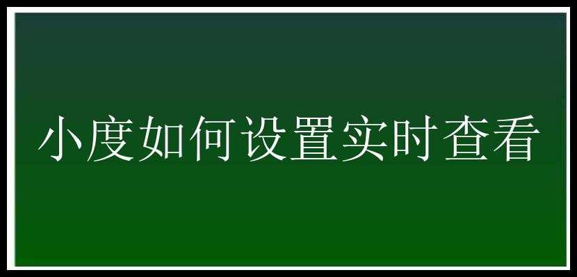 小度如何设置实时查看