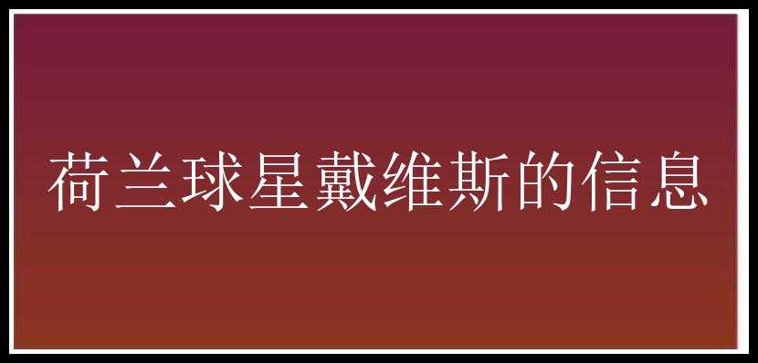 荷兰球星戴维斯的信息