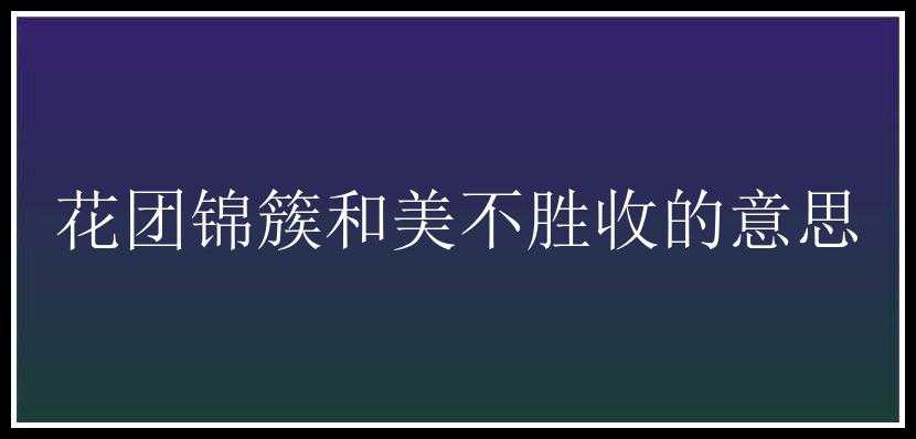 花团锦簇和美不胜收的意思