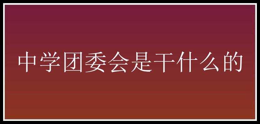 中学团委会是干什么的