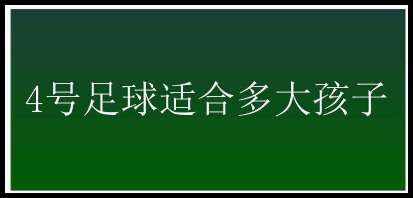 4号足球适合多大孩子