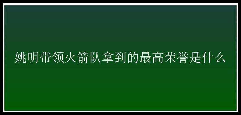 姚明带领火箭队拿到的最高荣誉是什么