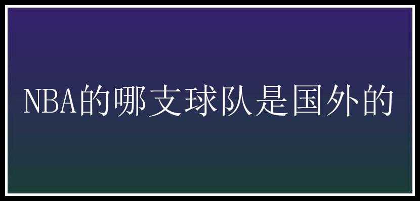 NBA的哪支球队是国外的