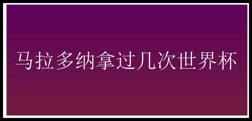 马拉多纳拿过几次世界杯