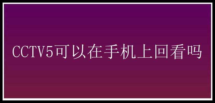 CCTV5可以在手机上回看吗