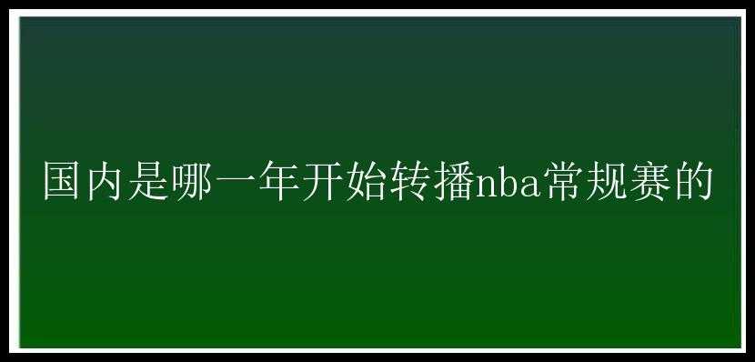 国内是哪一年开始转播nba常规赛的