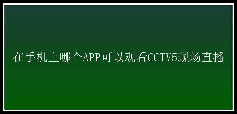 在手机上哪个APP可以观看CCTV5现场直播