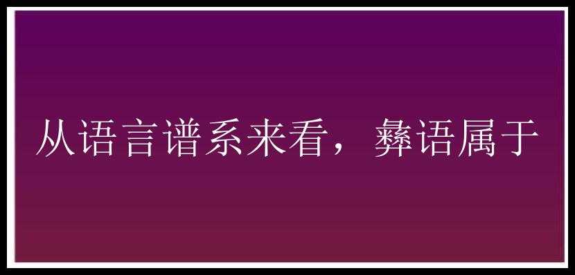 从语言谱系来看，彝语属于