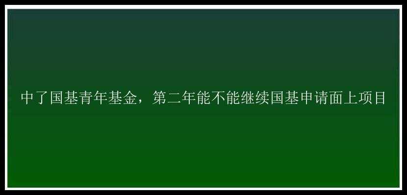 中了国基青年基金，第二年能不能继续国基申请面上项目