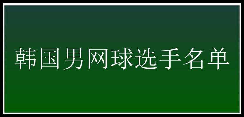 韩国男网球选手名单