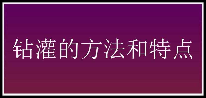 钻灌的方法和特点