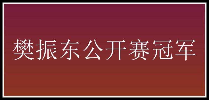 樊振东公开赛冠军