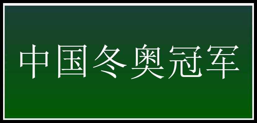 中国冬奥冠军