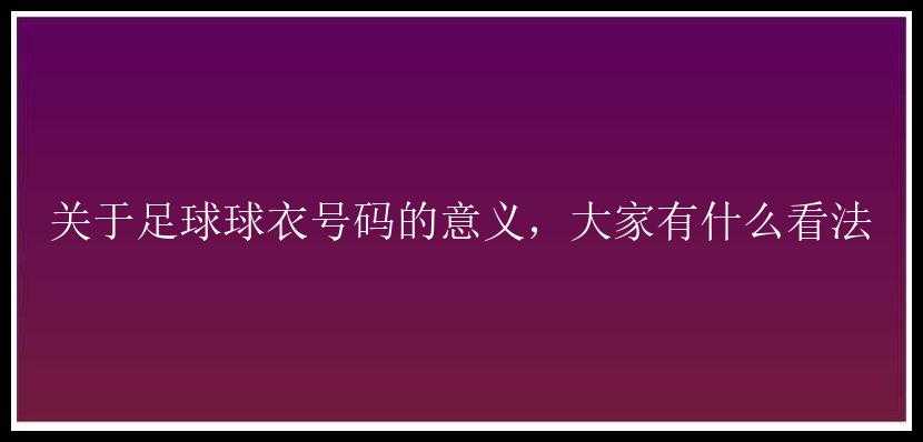 关于足球球衣号码的意义，大家有什么看法