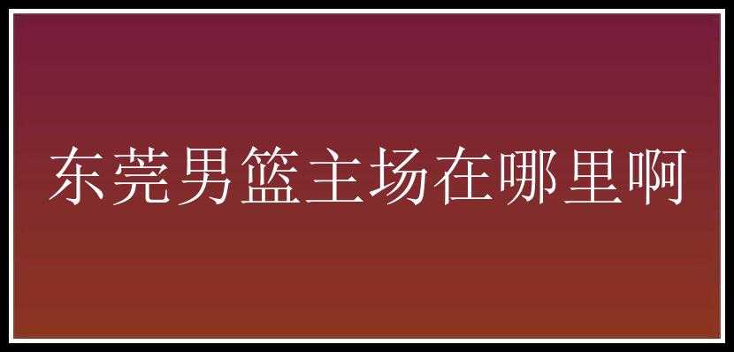 东莞男篮主场在哪里啊