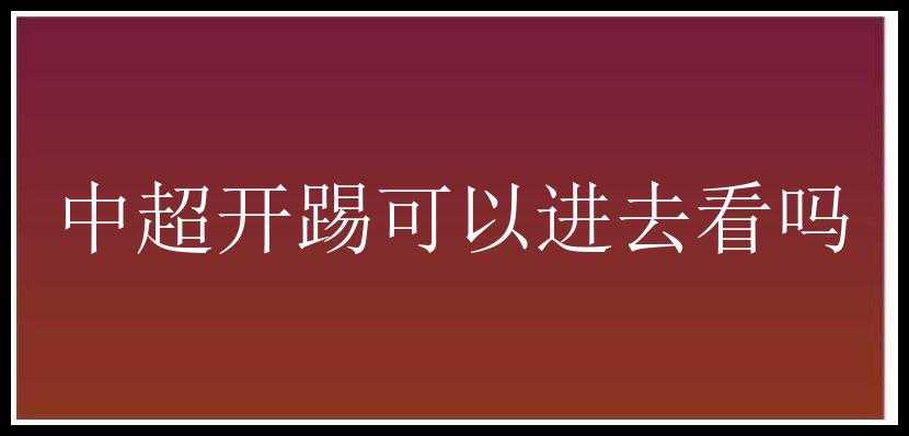 中超开踢可以进去看吗