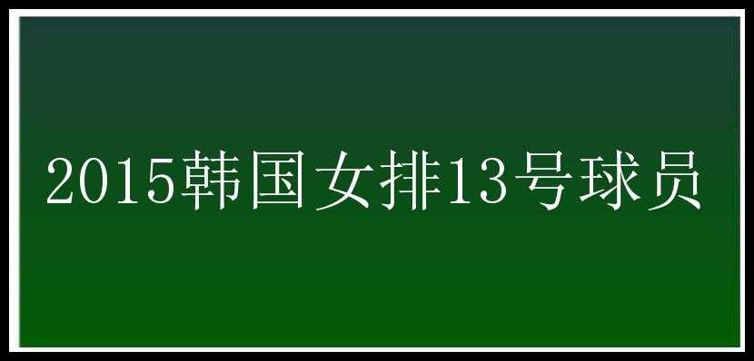 2015韩国女排13号球员