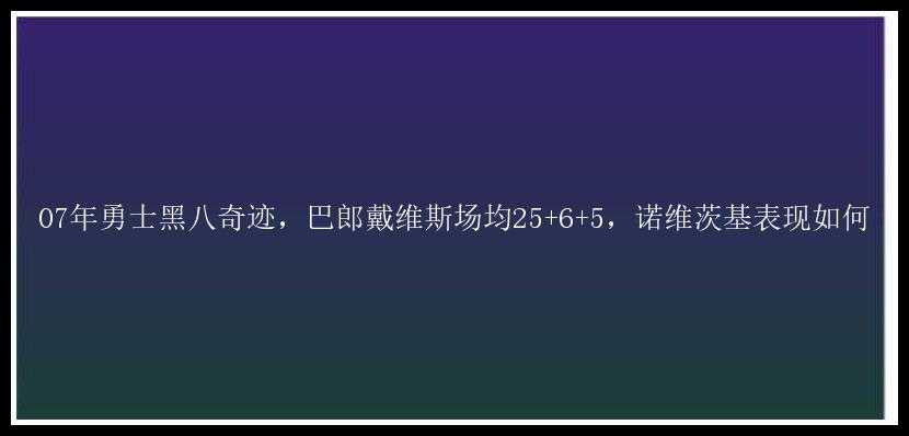 07年勇士黑八奇迹，巴郎戴维斯场均25+6+5，诺维茨基表现如何