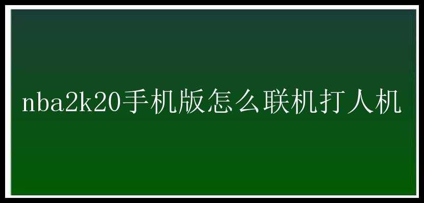 nba2k20手机版怎么联机打人机