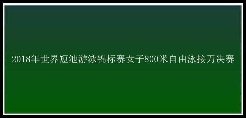 2018年世界短池游泳锦标赛女子800米自由泳接刀决赛