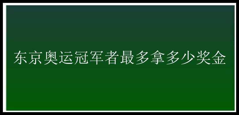 东京奥运冠军者最多拿多少奖金