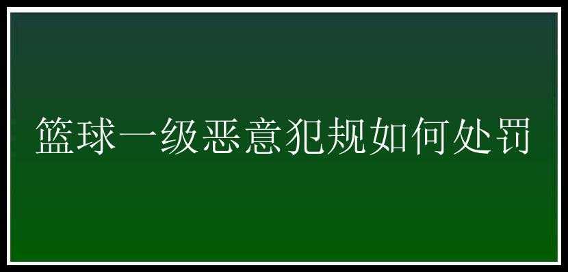 篮球一级恶意犯规如何处罚