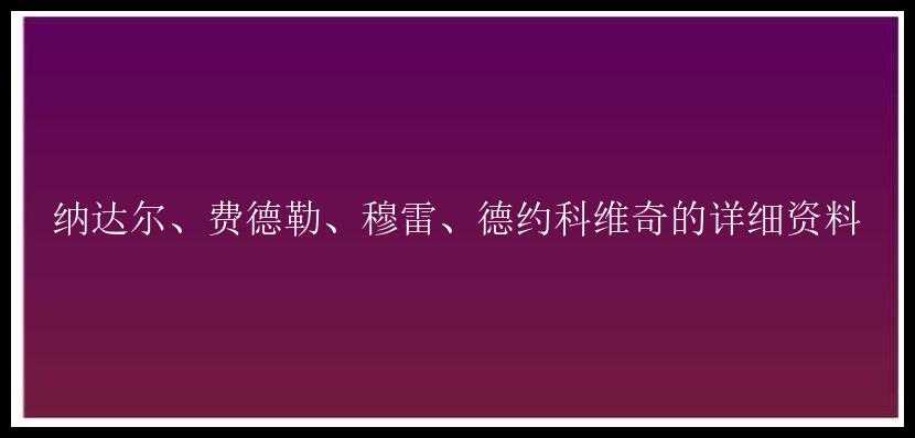 纳达尔、费德勒、穆雷、德约科维奇的详细资料