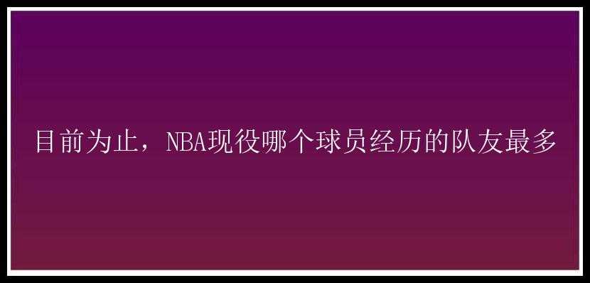 目前为止，NBA现役哪个球员经历的队友最多