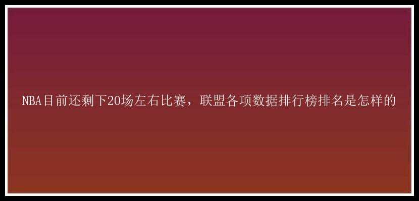 NBA目前还剩下20场左右比赛，联盟各项数据排行榜排名是怎样的