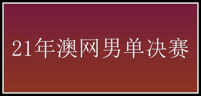 21年澳网男单决赛