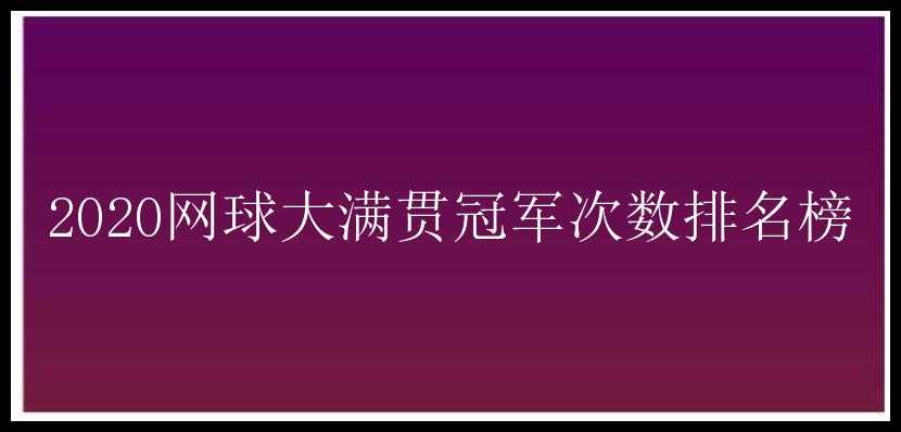 2020网球大满贯冠军次数排名榜