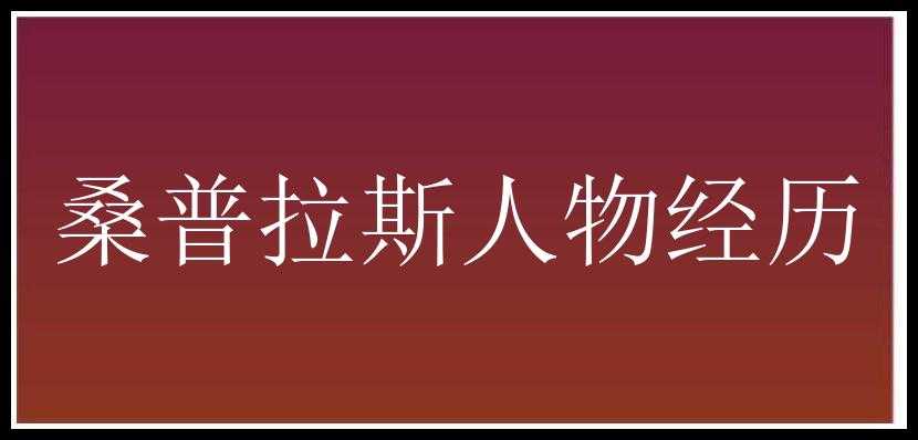 桑普拉斯人物经历