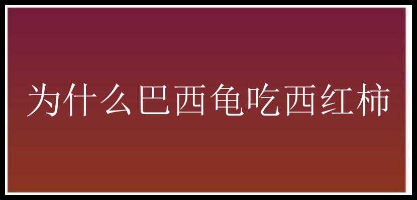 为什么巴西龟吃西红柿