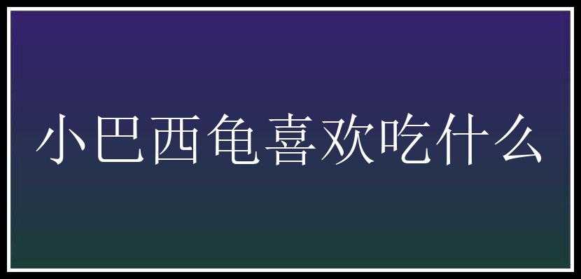 小巴西龟喜欢吃什么