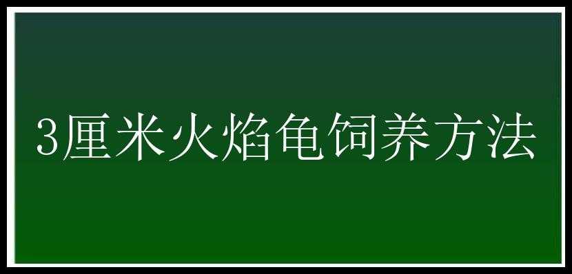 3厘米火焰龟饲养方法