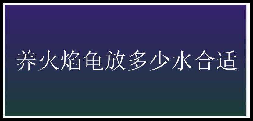 养火焰龟放多少水合适