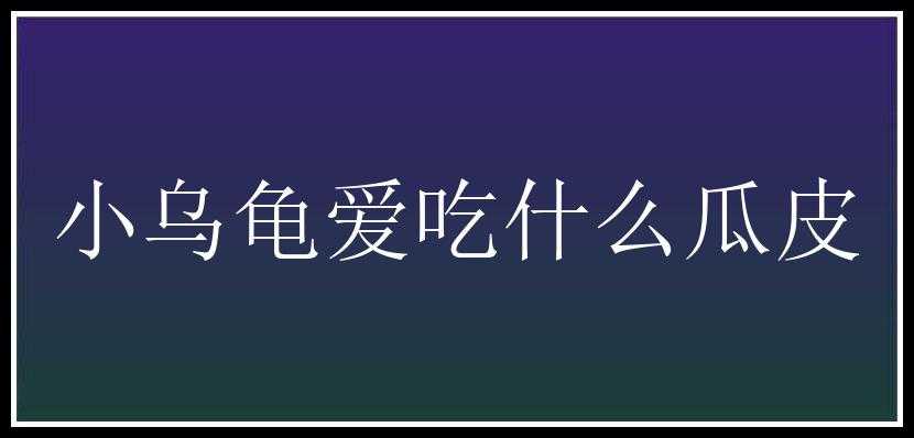 小乌龟爱吃什么瓜皮