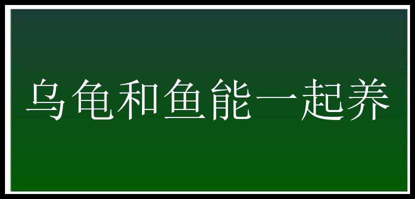 乌龟和鱼能一起养