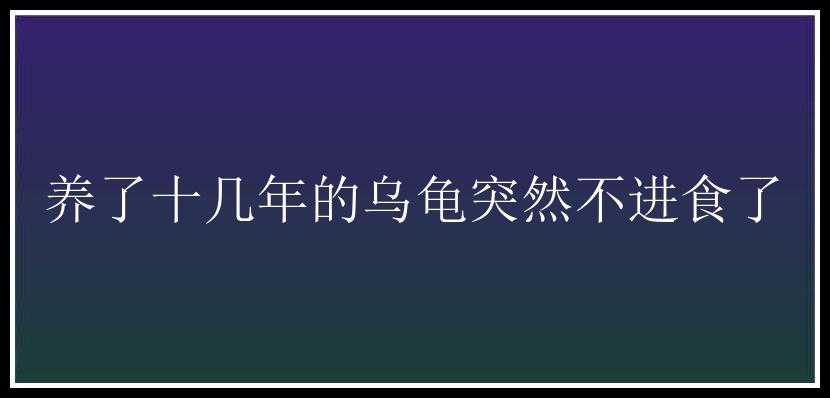 养了十几年的乌龟突然不进食了