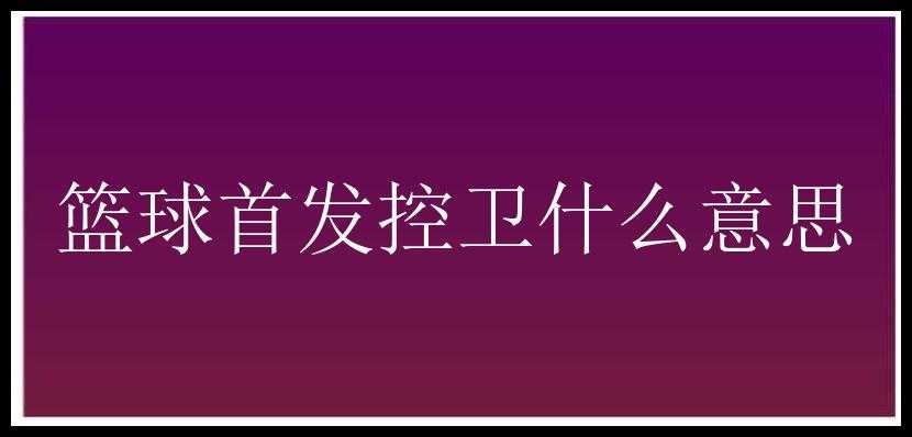 篮球首发控卫什么意思