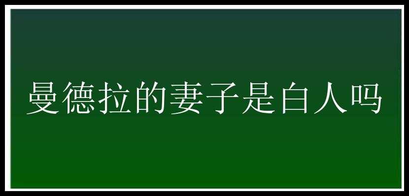 曼德拉的妻子是白人吗