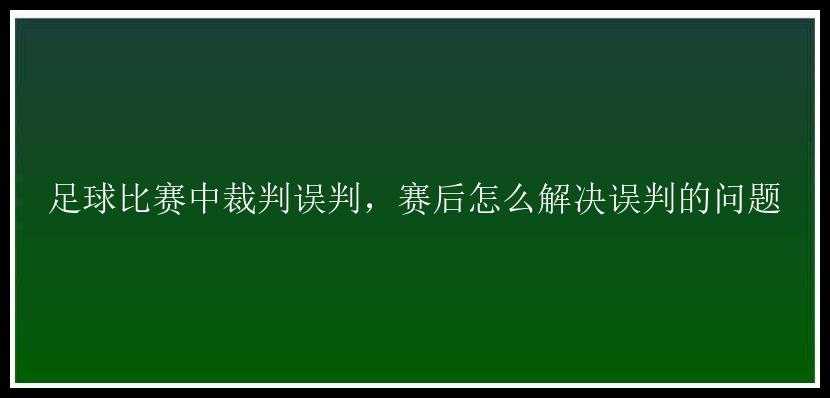 足球比赛中裁判误判，赛后怎么解决误判的问题