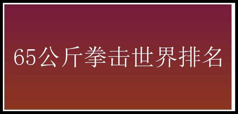 65公斤拳击世界排名