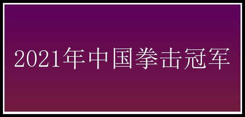 2021年中国拳击冠军