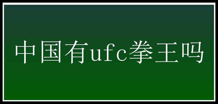 中国有ufc拳王吗